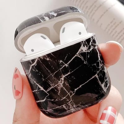 AirPods hoesjes van By Qubix - AirPods 1/2 hoesje Marble series - hard case - Marble zwart - Schokbestendig Airpods Case Hoesje voor Airpods Airpods 1