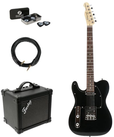 Linkshandige elektrische gitaar starterset Fazley FTL218LH-BK