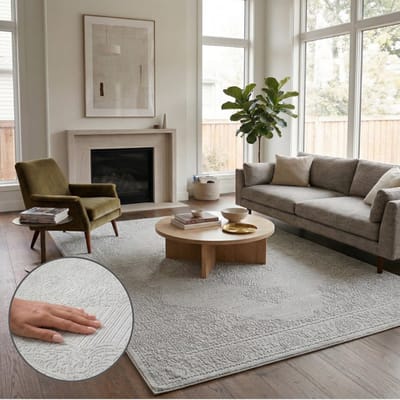 Oz Home Elyse Vloerkleed Grijs - Modern Medaillon - 160x230 cm - Laagpolig 10 mm - Polyester/Polypropyleen - Jute Rug - Exclusief Premium Tapijt