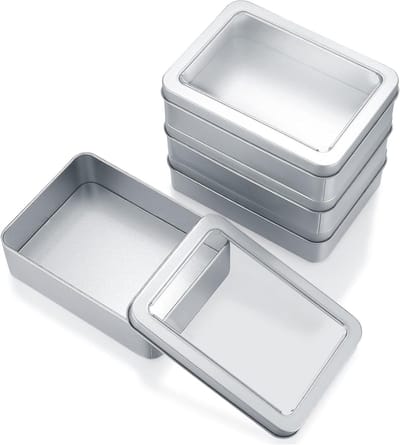 Set van 4 Mini Metalen Dozen met Deksel, Rechthoekige Opbergdozen voor Snoep, Cadeaus en Decoratie - 12,5 x 9 x 3,5 cm