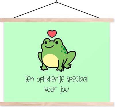 Posterhanger incl. Poster 120x90 cm - Schoolplaat - Beterschap - Spreuken - Dieren - Opkikker - Textielposter - Blanke latten