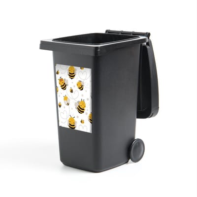 Container sticker Kinderkamer Patroon - CM - Kinderpatroon met verschillende bijen Klikosticker - 40x60 cm - kliko sticker - weerbestendige containersticker