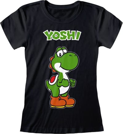 Super Mario Yoshi Name Tag Dames T-shirt - zwart - XXL