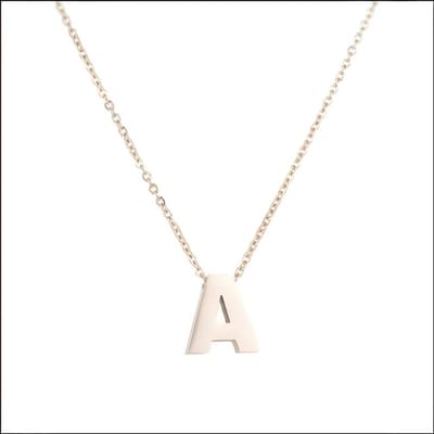 Aramat Jewels | Halskettingen | Rosékleurige Initiaal Ketting RVS – 45cm Gepersonaliseerde Letter Ketting | A | |1,5mm | Staal | Volwassenen | Verkleurd niet