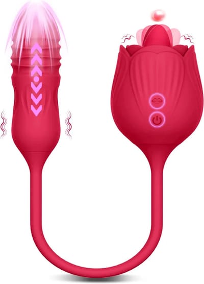Vibrator Wild Rose - Stotende en Likkende Vibrator - 2 Motoren - 1- Standen - Gemaakt van Siliconen - Clitoris Vibrator