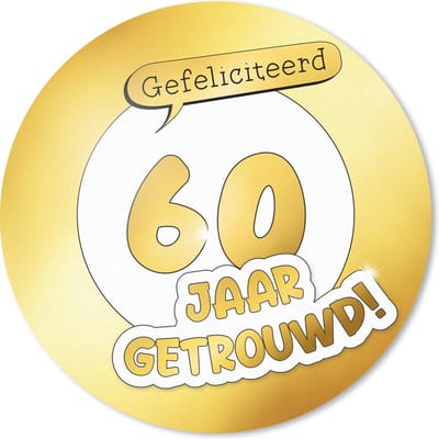 Muismat rond 20x20 cm - Mousepad Gefeliciteerd 60 jaar getrouwd! Spreuken - Quotes - Jubileum - Goud - Ronde muismatten