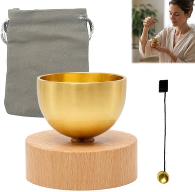 1 stuks mini-klankschaal, kleine Tibetaanse meditatieklankschaal met bel, kussen, messing belletjes, voor yoga, meditatie, ontspanning, mindfulness, stressvermindering