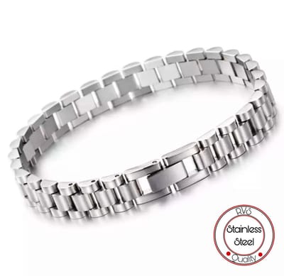 Presidente stijl armband | Horlogeband Stijl | Zilverkleurig | Staal | Armband Mannen | 10mm | Mannen Cadeautjes | Cadeau voor Man | Pin Remover |