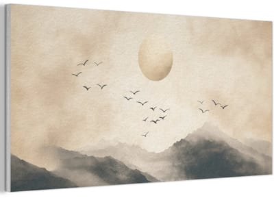 Akoestisch wandpaneel 80x40 cm - Vilt schilderij Landschap - Japandi - vogel - Akoestische panelen - Geluidsdempende wanddecoratie - Geluidsisolatie woonkamer - Muurdecoratie geluidspanelen