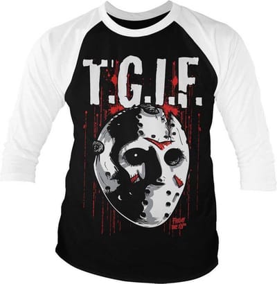 Friday The 13th Raglan top -S- T.G.I.F. Zwart/Wit