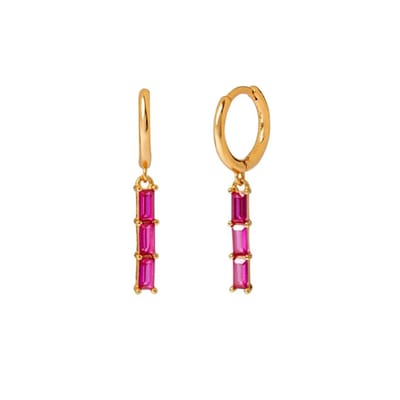 LILI Bar Oorringen / Oorbellen | Roze/Goud | Ø 10 mm | 20 x 5 mm | 925 Silver
