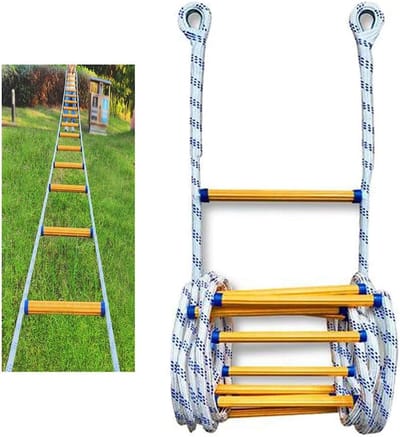 Noodladder - Veiligheidsladder - Veilig Ontsnappen - Hoge Draagkracht - 3 Meter - Wit Blauw