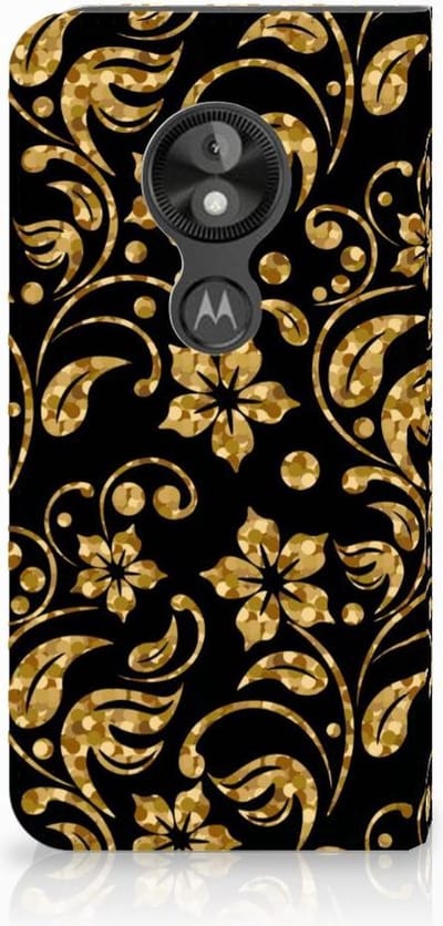 Motorola Moto E5 Play Smart Cover Gouden Bloemen