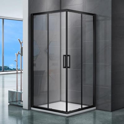 H&F Douchecabine 80x80 cm Vierkant – Mat Zwart – Schuifdeur – Hoekinstap – Complete Douchecabine