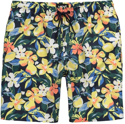 Men Plus - Heren - Zwemshort buikfit all-over print elastische tailleband - Navy blauw - Maat L