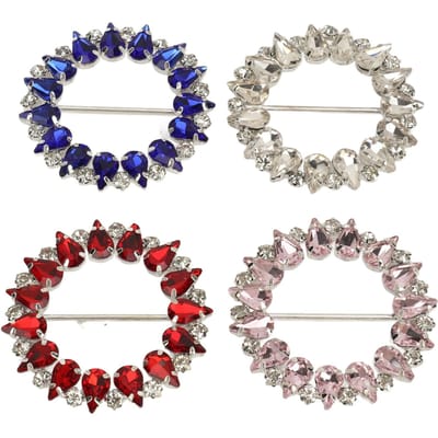 4 stuks ronde T-shirtclips in diverse kleuren, gegalvaniseerd metaal met strasssteentjes en glanzende lintgespen voor gray