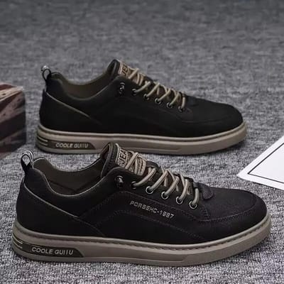 Nieuwe Heren Leren Schoenen Mannelijke Mode Sneakers voor Autorijden Lopen Kantoor, Comfortabele Heren Instappers Skate Flats Antislip Jeugdschoen 44 gray