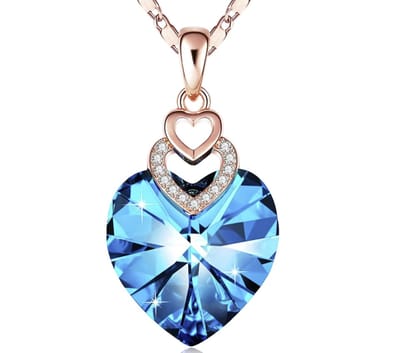 Cabantis Hart Kristallen Ketting - Ketting Dames - Ketting Heren - Cadeau Voor Vrouw - Cadeau Voor Man - Sieraden - Blauw