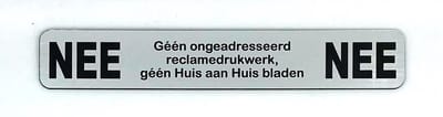 NEE NEE Sticker Brievenbus - Brievenbus Sticker - Geen Reclame Sticker - RVS Kleur - Zelfklevend - 150 mm x 25 mm x 1,6 mm - YFE-Design