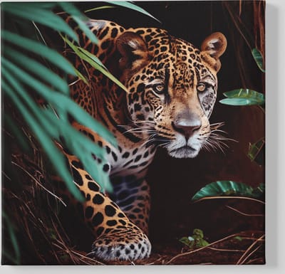 Canvas Schilderij - Luipaard - Wild Dieren - Wanddecoratie - 40x40x2 cm