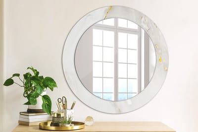 Coloray Bedrukte Spiegel - Glanzend marmer Spiegel Met Decoratie - 60 cm - Wit Bedrukte Spiegel - Spiegel Met Decoratie - Spiegel Lijst Met Print - Spiegel Met Print