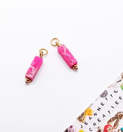 Jeannette-Creatief® - Bedels - Bedels Natuursteen voor Oorringen Fuchsia Jaspis - Oorbedels zonder Oorringen - Bedels voor Oorbellen – Bedels – Bedel - Natuursteen Hangers