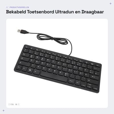Dailygoods - Bekabeld Toetsenbord - Ultradun en Draagbaar - Waterdicht - USB-toetsenbord met 78 Mute-toetsen - Ideaal voor Desktopcomputers - Duits model