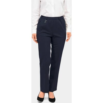 Trevira-broek CARLA met elastische tailleband en scheerwol - marine - Gr. 38 van Goldner Fashion