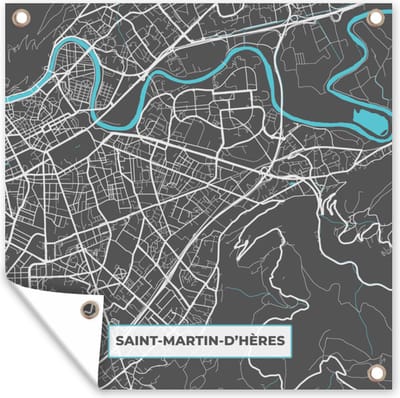 Tuin poster Saint-Martin-D'Hères - Frankrijk - Plattegrond - Kaart - Stadskaart - 200x200 cm - Tuindoek