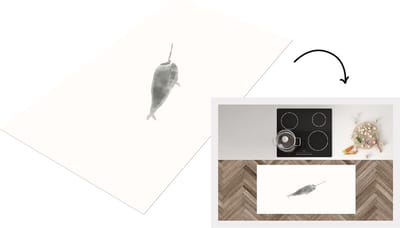 Keukenloper - Loper keuken - Narwal - Hoorn - Waterverf - 120x60 cm - Keukenloper vinyl