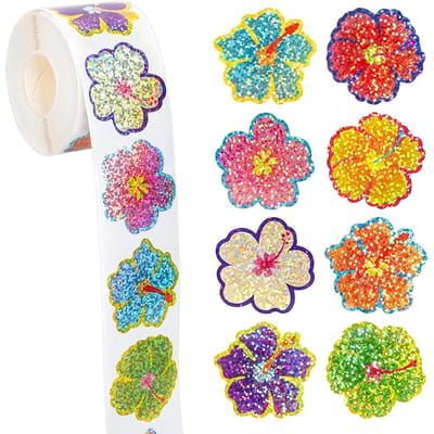 100-500 Stuks Glitter Bloemen Stickers Bruiloft Verjaardagsfeest Cadeauverpakking Label Kinderen Scrapboek Kantoorbenodigdheden Stickers