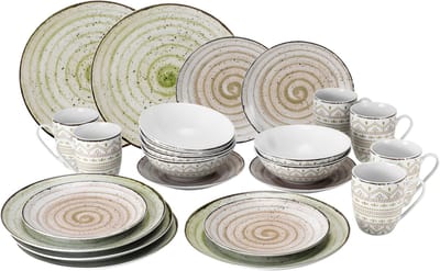 24-delig combinatieservies Riva voor 6 personen porselein rond