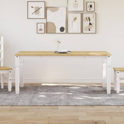 vidaXL - Eettafel - Corona - 180x90x75 - cm - massief - grenenhout - wit