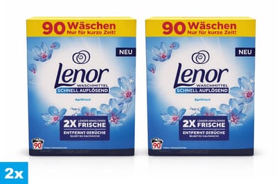 Lenor Wasmiddel Poeder Aprilfris – 2 x 90 Wasbeurten – 9,9 kg – Grootverpakking – Snel Oplosbaar