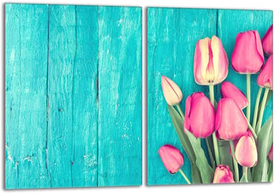 TMK ArtDeko - Serie - Glazen Beschermplaat - 2x40x52 cm - Tulpen