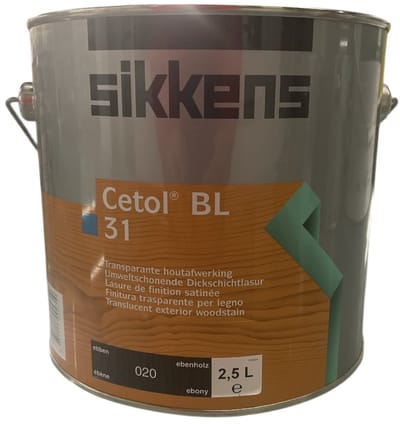 Sikkens CETOL BL 31 - Transparante hout afwerkingsbeits - satijn - waterbasis - Ebben 020 - 2.50 L