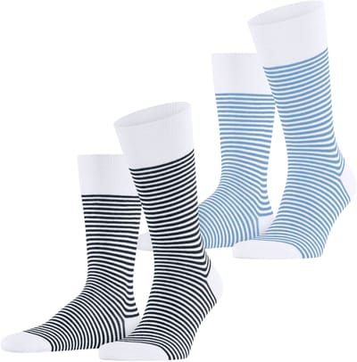 Esprit Fine Line 2-Pack huidvriendelijk duurzaam katoen Multipack Sokken heren blauw - maat 39-42