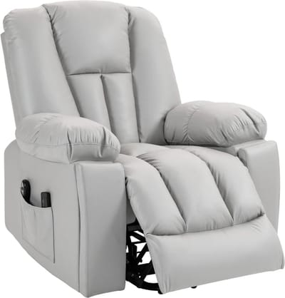 Massagestoel - Relaxfauteuil - Zetel - Sta op stoel elektrisch - Stof - 1 persoons - Met armleuning - Zeer comfortabel - Elektrisch - Grijs