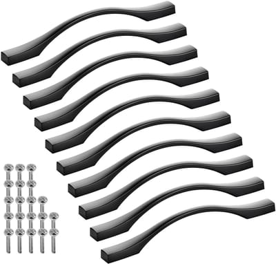 SOTECH 10 stuks aluminium meubelgrepen BLACKLINE XV BA 128 mm mat zwart (lengte 164 mm, breedte 13,5 mm, hoogte 24 mm) ladegrepen vitrinekastgrepen