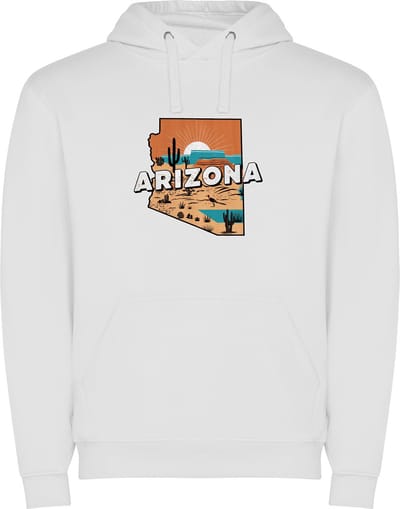 Witte Wanna have hoodie voor de echter Amerika / Verenigde Staten liefhebber, de Amerikaanse staat Arizona Print Full Color Color merk Roly maat M
