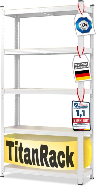 FLOORDIREKT Rekken voor Zwaar Gebruik - Titan Rack - Wit - 180 x 90 x 45 cm