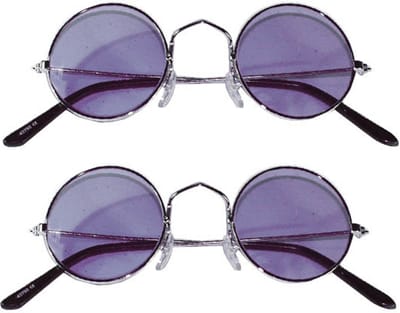 Faram Party - Zonnebril - 2x stuks - Hippie Flower Power Sixties - ronde glazen - paars