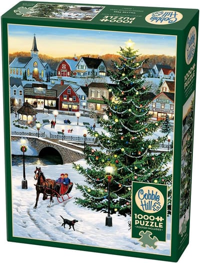 1000 Stukjes Legpuzzel met Dorp en Boom-Monster - Inclusief Poster
