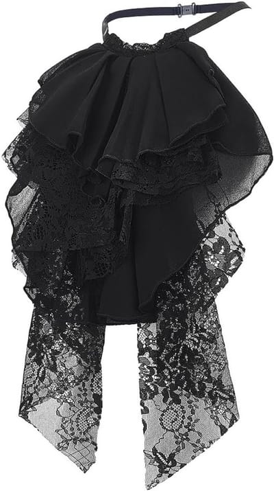 Victoriaanse Kraag met Kant en Ruffles, Verstelbare Valse Jabot voor Kostuum en Cosplay, Perfect voor Renaissance en Historische Evenementen