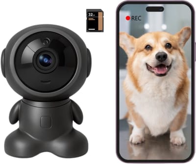 Narvie Robot Camera – 1080P HD – AI Smart Tracking – WiFi Mini Beveiligingscamera – 360° PTZ – Nachtzicht – Bewegingsdetectie – Tweeweg Audio – Inclusief 32GB SD – Zwart