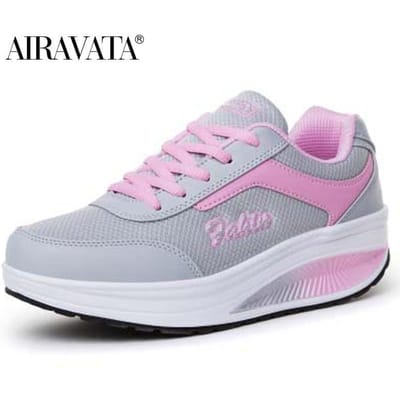 Lady Fashion Fitness Schoenen Sport Ademende Shake Schoenen Dames Mesh Schoenen Casual Platform Sneakers 36 roze