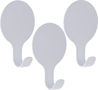 Tendance Plakhaakje rond - 3x stuks - 6 x 2,5 x 10 cm - Zelfklevende ophang haakjes - RVS - wit - keuken/badkamer haken