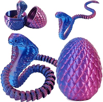 Dailygoods- Slang Speelgoed - 3D-bedrukte Cobra - Verstelbaar/Realistisch - Slangeneieren - Cadeau voor Kinderen - Hoogwaardige Materialen