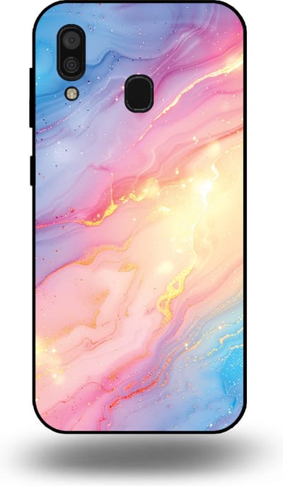 Smartphonica Telefoonhoesje Geschikt voor Samsung Galaxy A30 met Regenboog Glitter Marmer Opdruk - TPU Backcover Case Rainbow Glitter Marble Design geschikt voor Samsung Galaxy A30