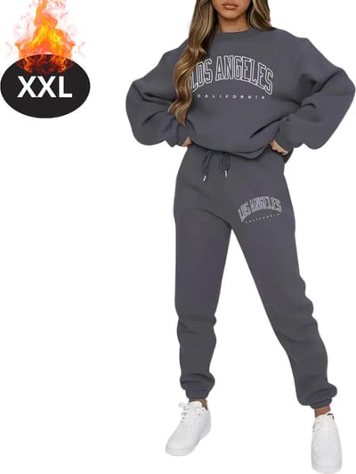 Nivard Joggingpak - Huispak - Volwassenen - Trainingspak - Comfortabel - Joggingsbroek - Tracksuit - Dames - Donkergrijs - XXL